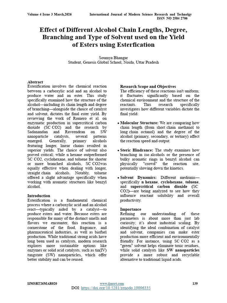 Effect of Different Alcohol Chain Lengths, Degree, Branching and Type ...