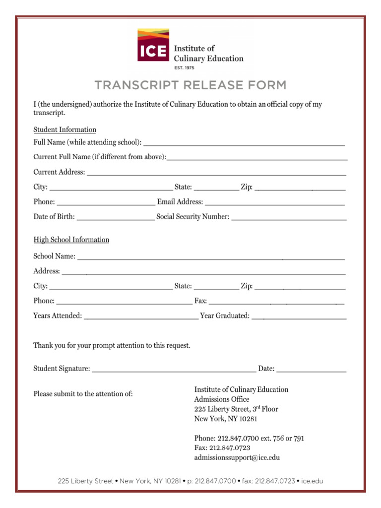 Transcript Release Form | PDF