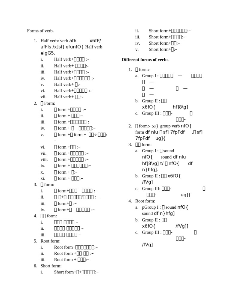 Forms of Verb N5 | PDF