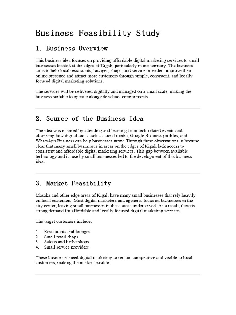 Business Feasibility Study | PDF