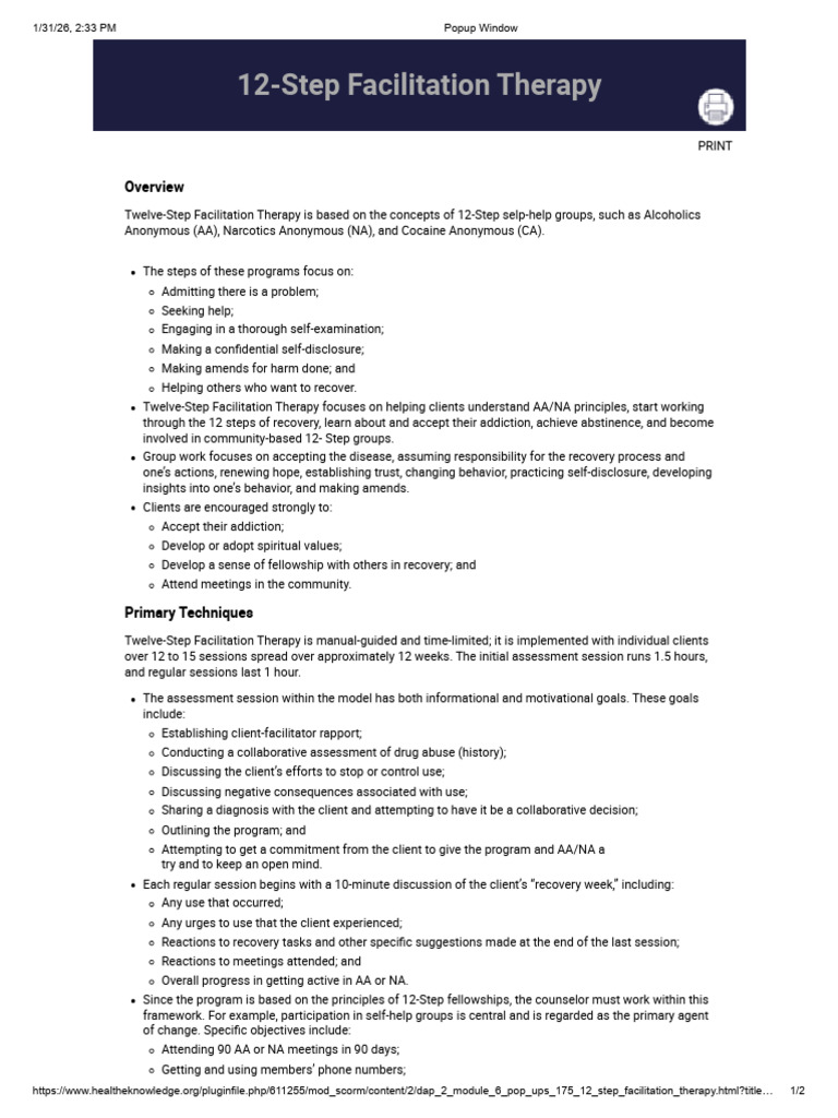 12 Steps Facilitation Program, SUDs | PDF | Twelve Step Program ...