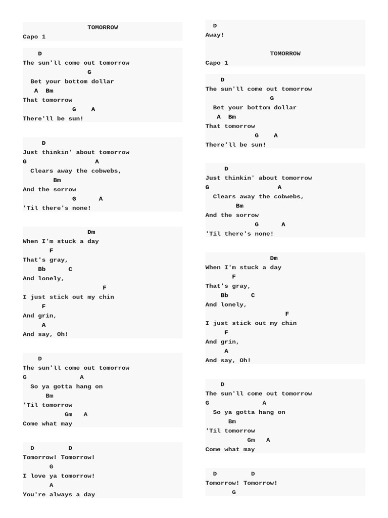 Tomorrow Lyrics | PDF