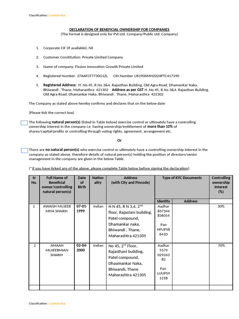 Fino Ubo Declaration Company-1 | PDF