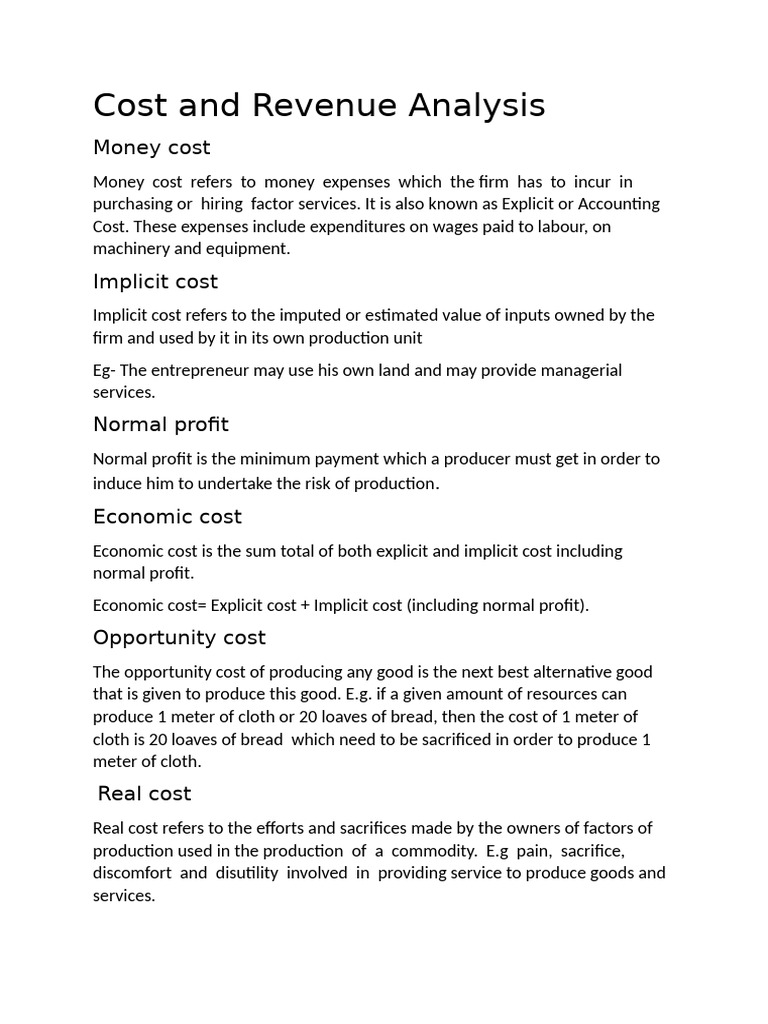 Cost and Revenue Analysis | PDF | Average Cost | Marginal Cost