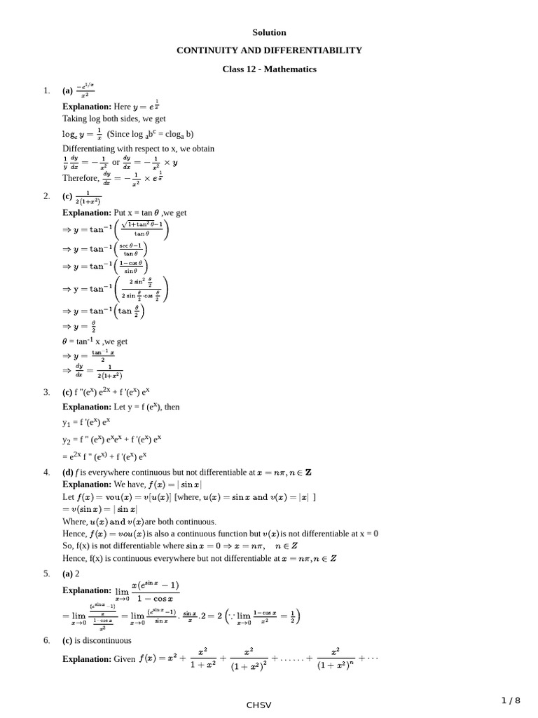 Cont & Diff Solution | PDF