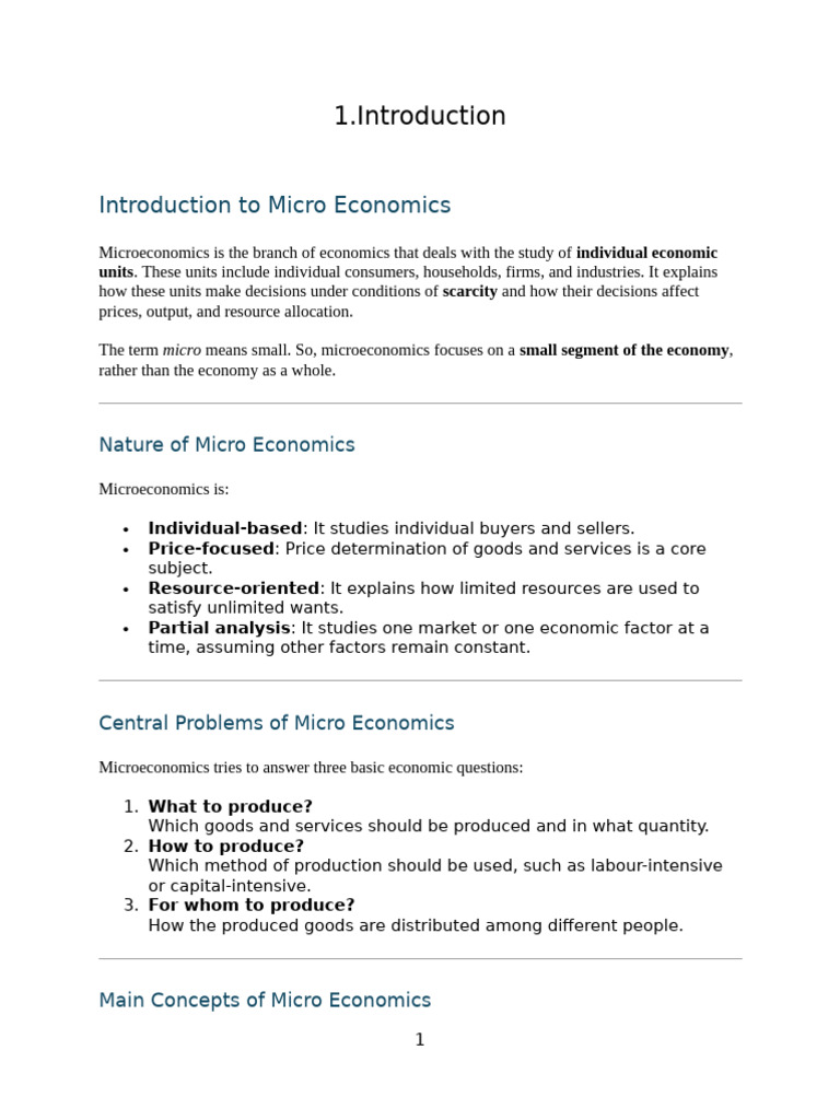 Introduction To Micro Economics | PDF