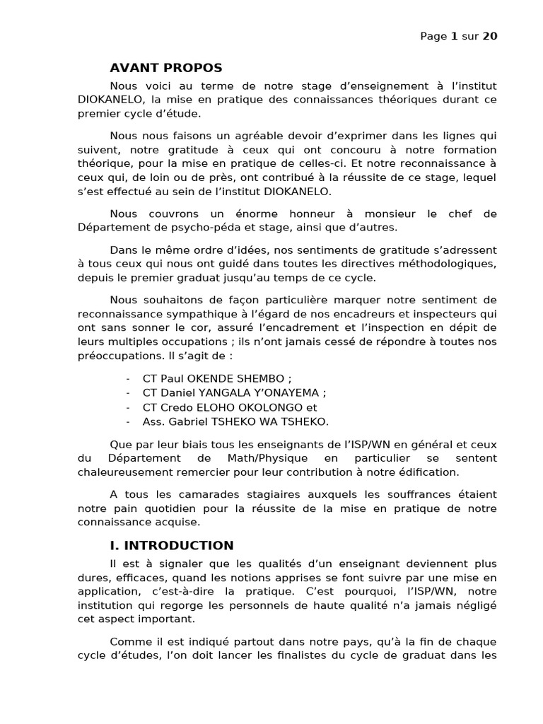 Rapport de Stage Esai Olamba | PDF