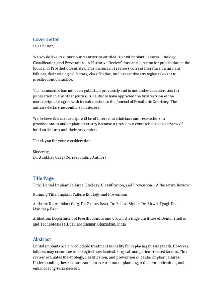 JPD Implant Failure Manuscript | PDF