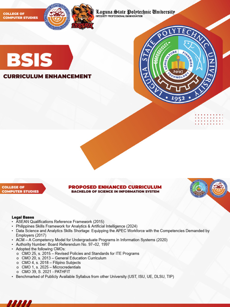 BSIS 2026 Proposed Enhanced Curriculum | PDF