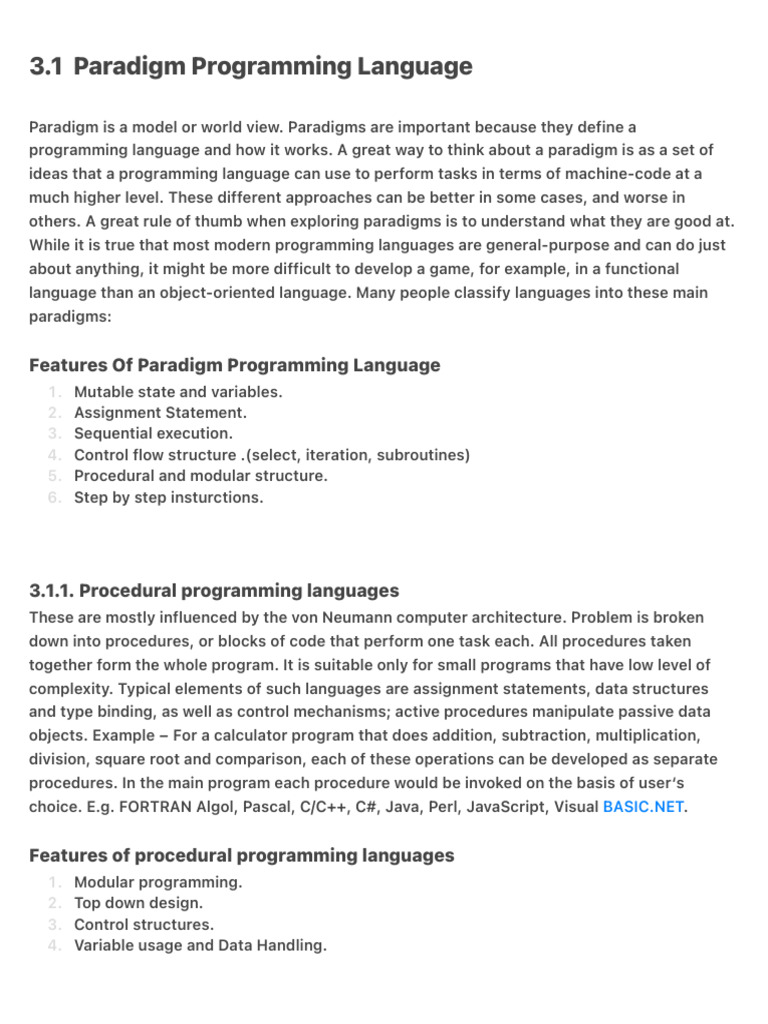 3.1 Paradigm Programming Language | PDF
