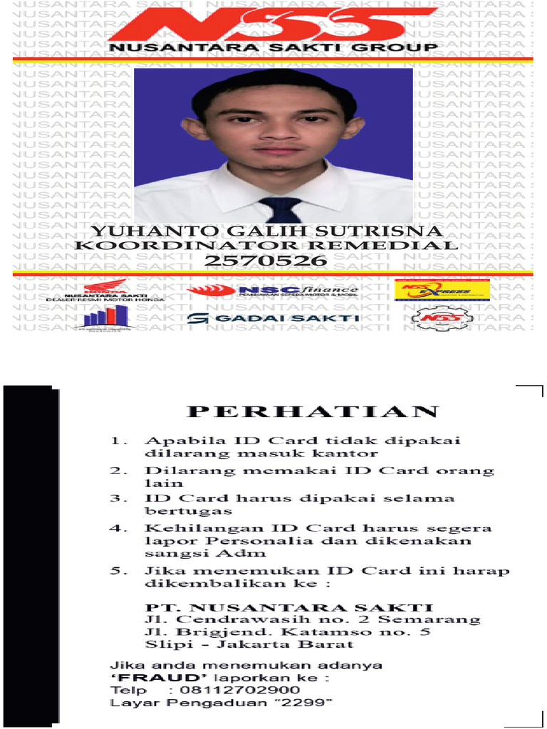 Id Card Nss PVC - 7pcs | PDF