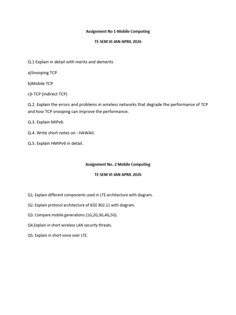 Mobile Computing Assignment | PDF