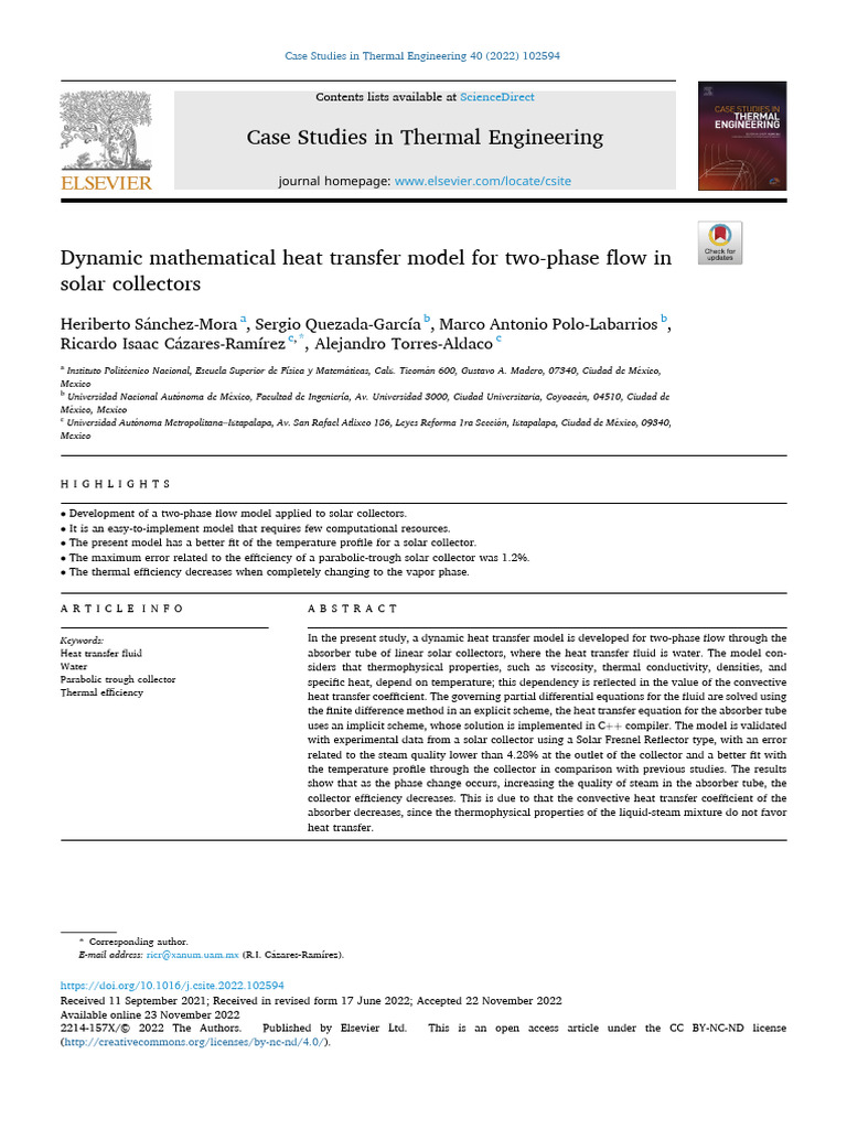 Dynamic Mathematical Heat Transfer Model For Two-Phase Flow in | PDF ...