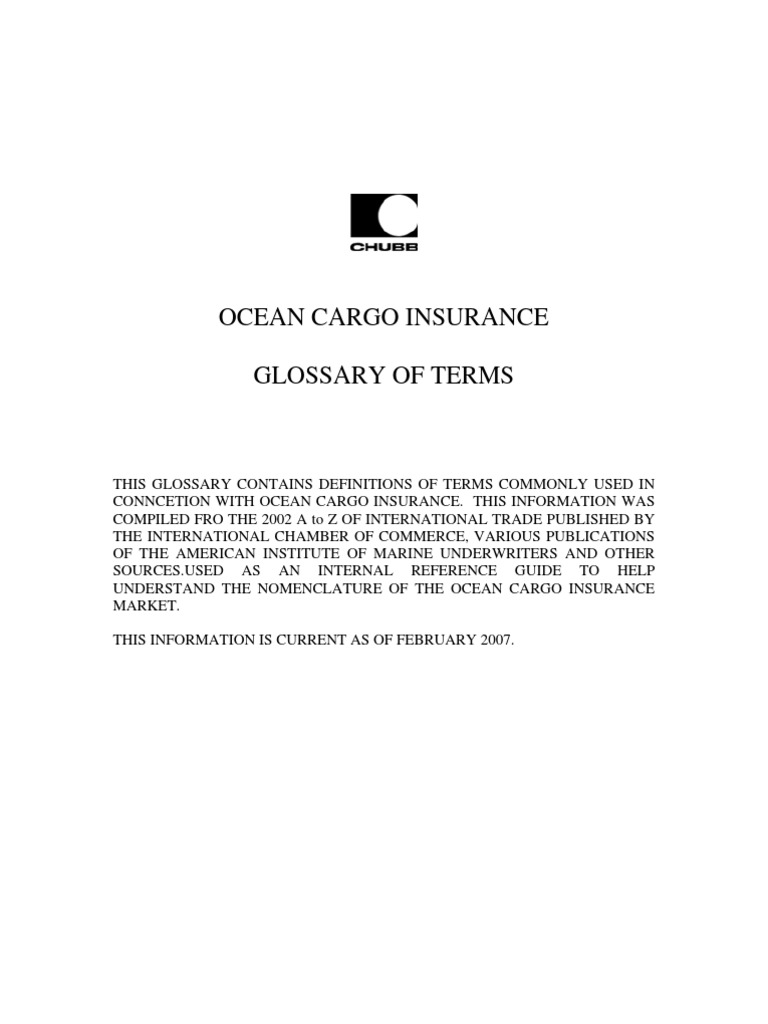 Ocean Cargo Insurance Glossary | PDF | Cargo | Bill Of Lading