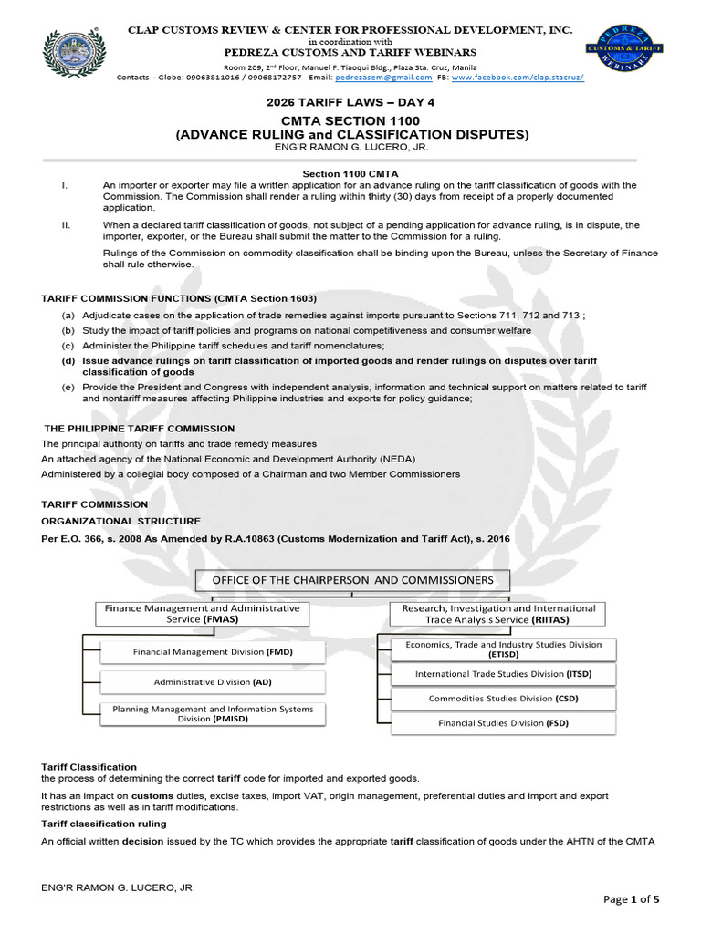 Competency - TL Day 4 - Advance Ruling | PDF | Customs | Most Favoured ...