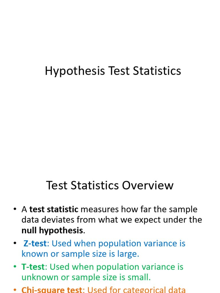Lecture 11 - Part 2 - Hypothesis Test Statistics | PDF | Standard ...