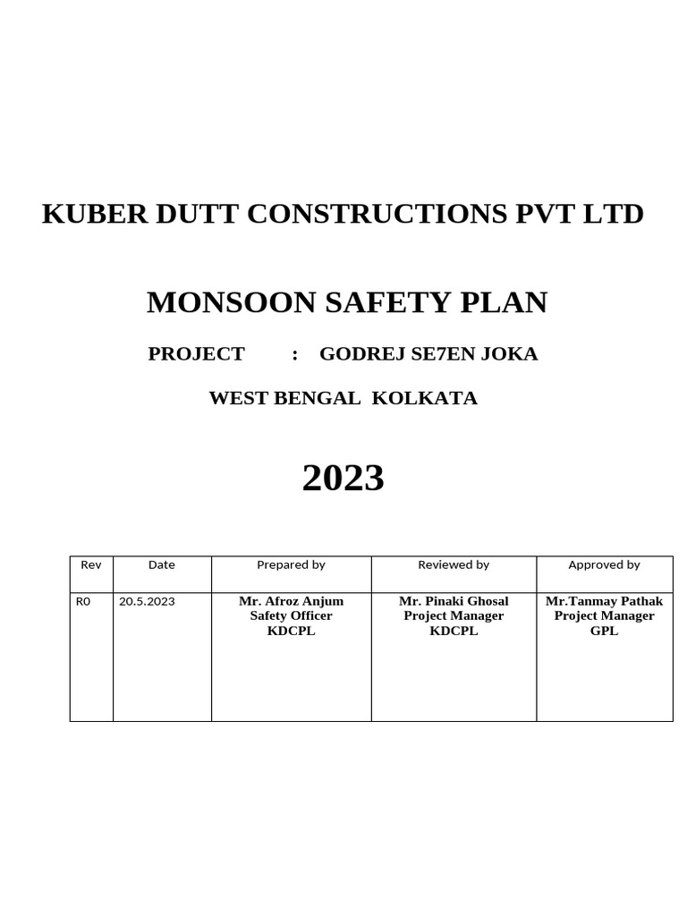 Monsoon Safety Plan 2022 | PDF