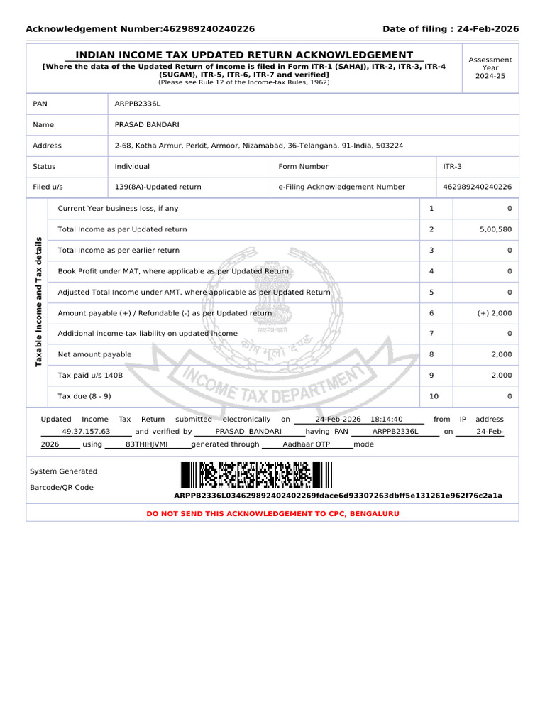Itr 2024-25 | PDF
