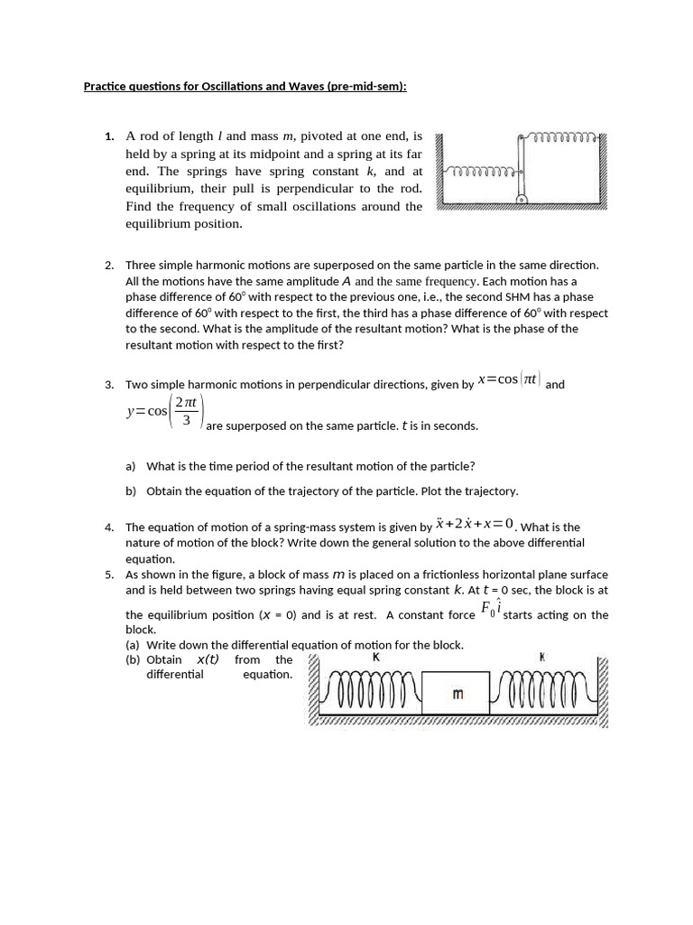 Practice Questions For Oscillations and Waves | PDF