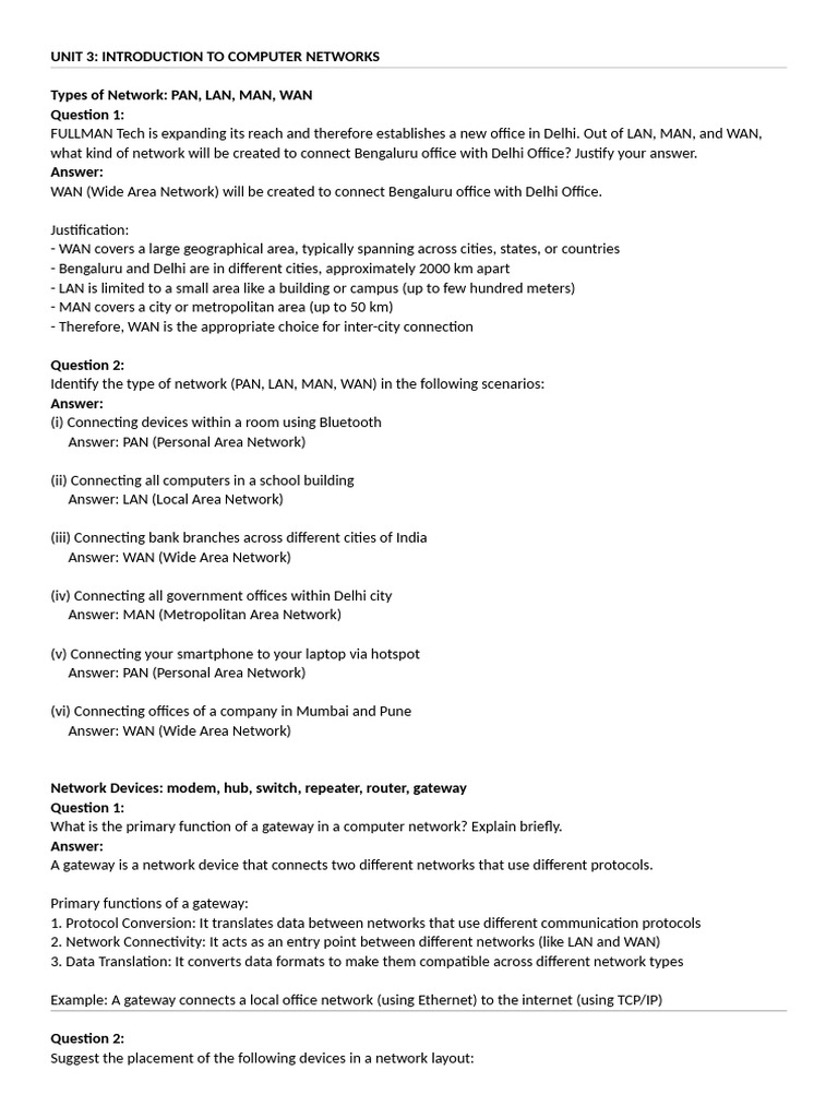 UNIT 3 CN Complete Questions | PDF