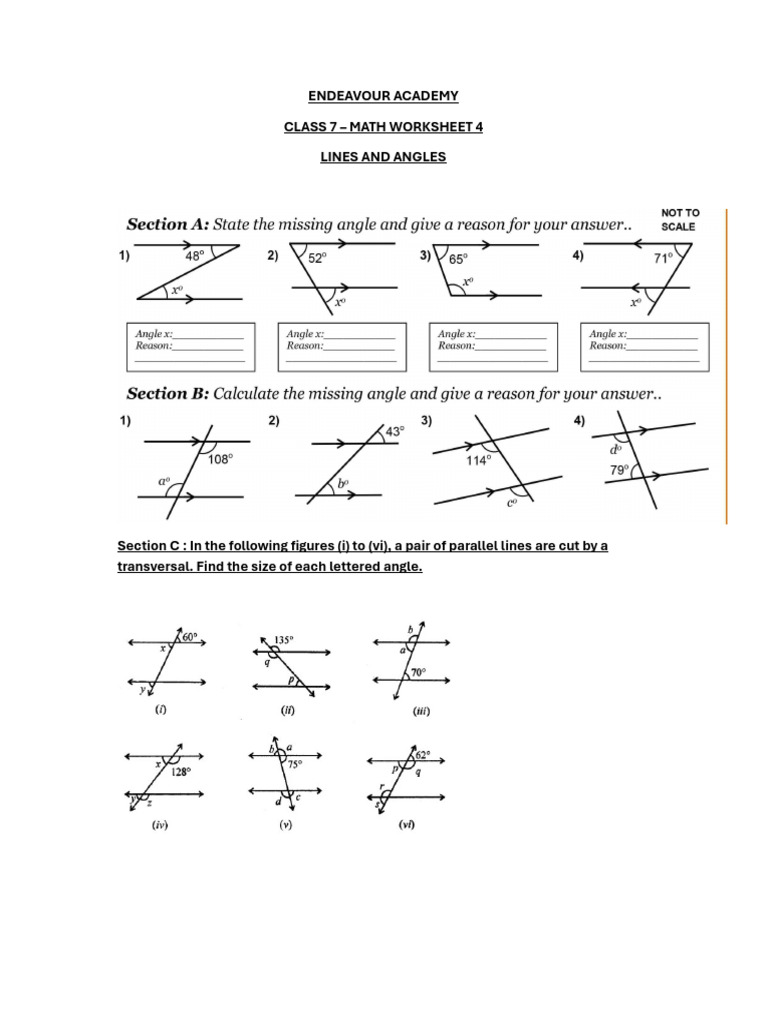 Math 7 Lines Angles | PDF