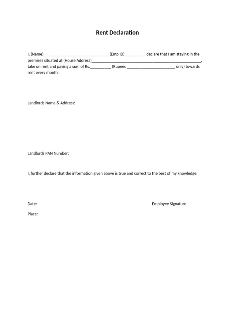 Rent Declaration | PDF