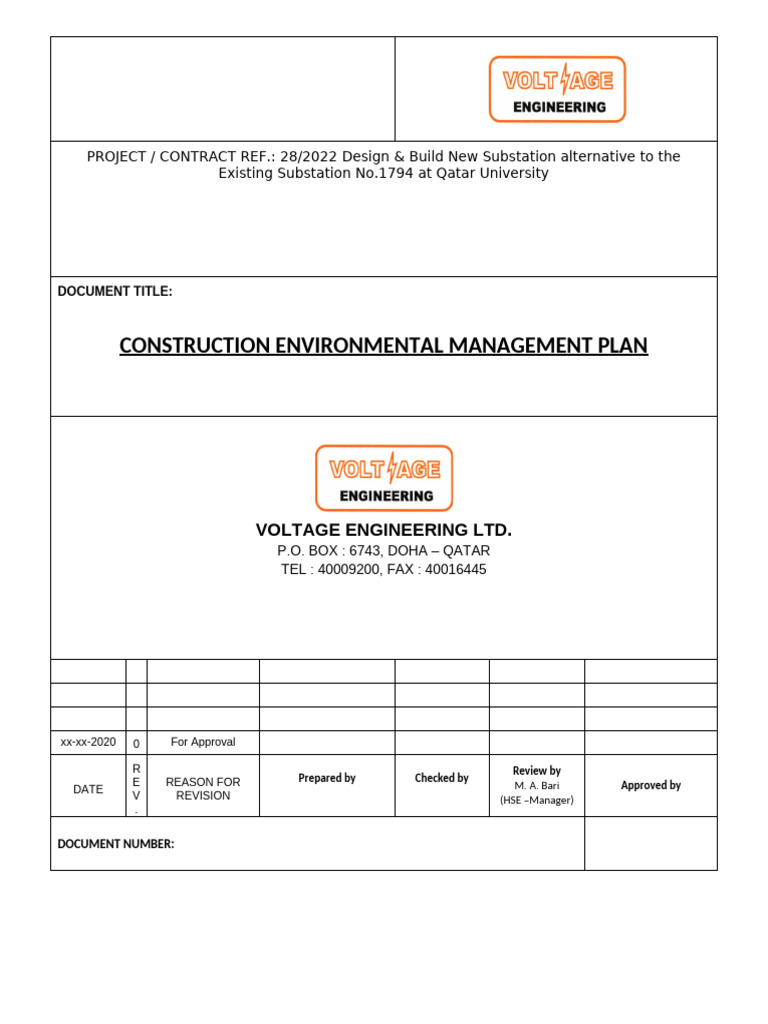 Construction Environmental Management Plan | PDF