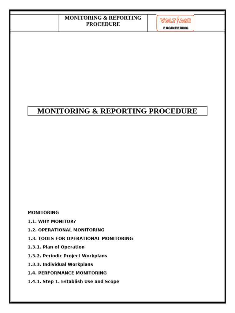 Monitoring & Reporting Proc. | PDF