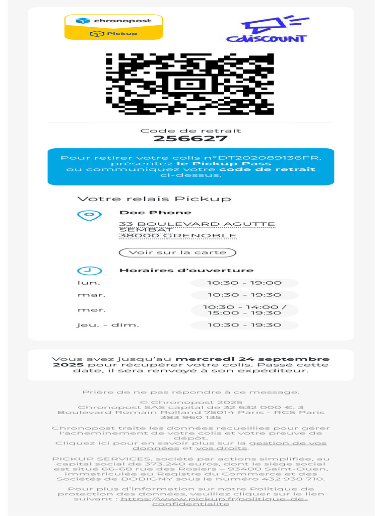 Votre Relais Pickup: Code de Retrait | PDF