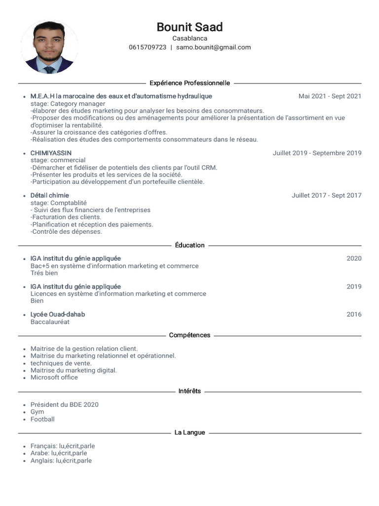CV Bounit Saad 2026 | PDF