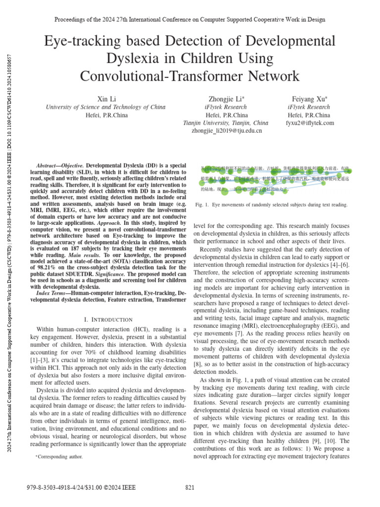 Eye-Tracking Based Detection of Developmental Dyslexia in Children ...