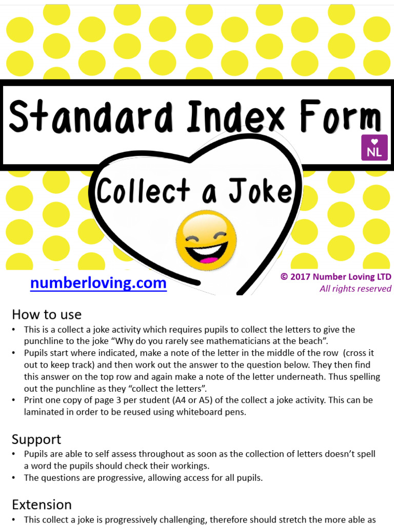 Standard Index Form Collect A Joke | PDF