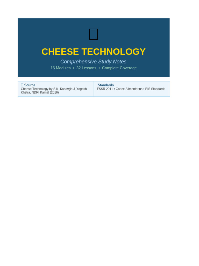 Cheese Technology Beautiful Notes | PDF