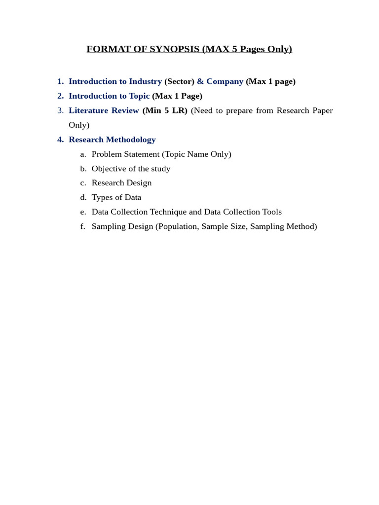 Synopsis Format | PDF