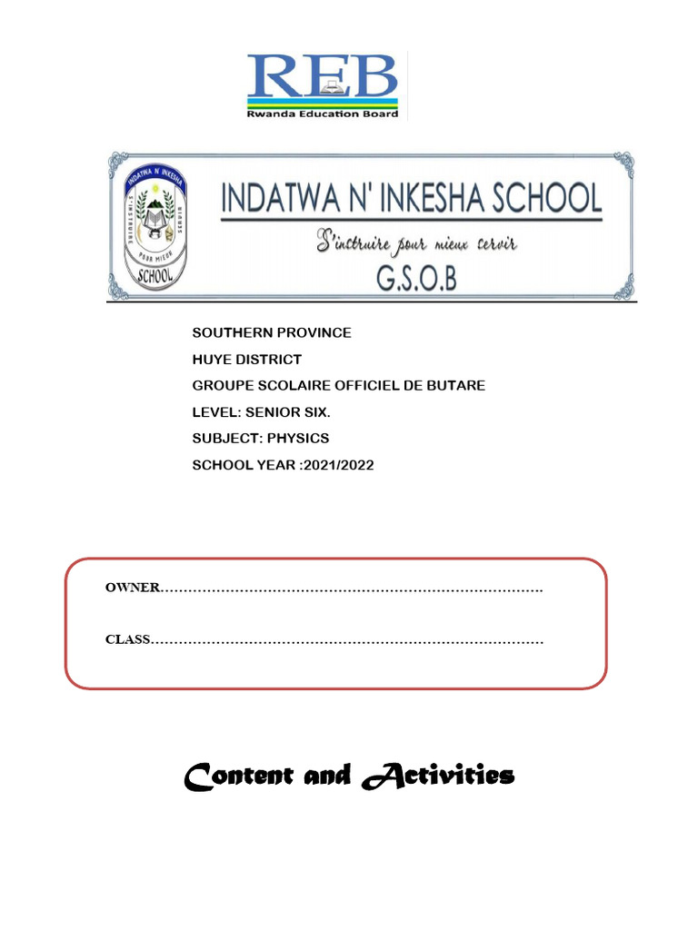Physics - s6 2022 Gso Butare | PDF