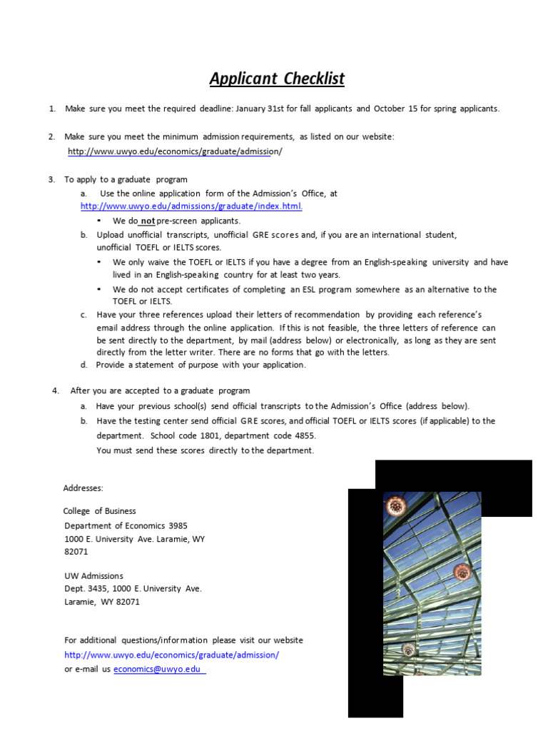 Applicant Checklist | PDF