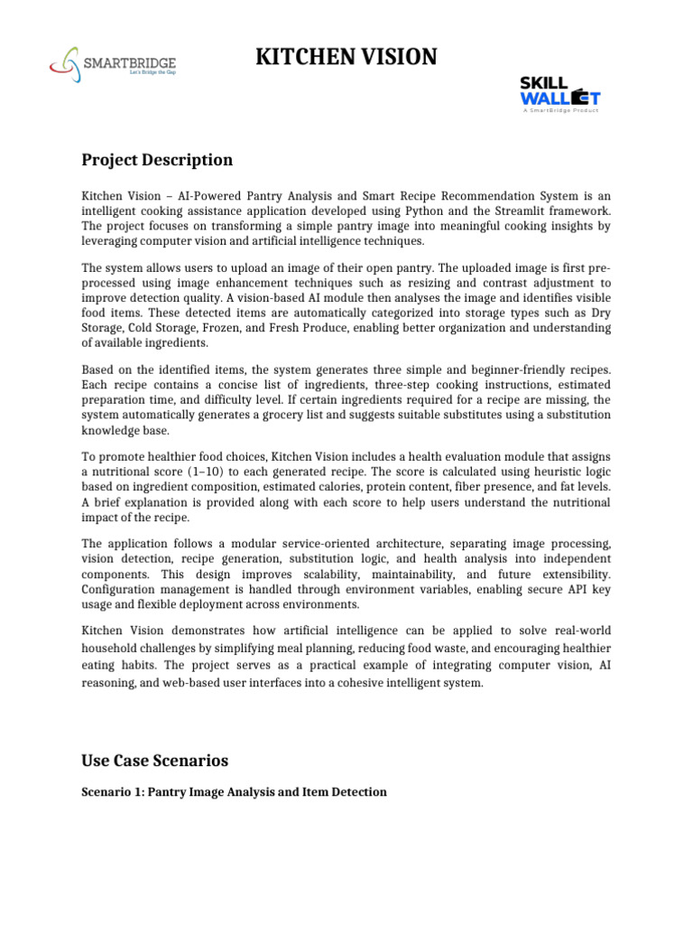 Kitchen Vision Document | PDF | Artificial Intelligence | Intelligence ...