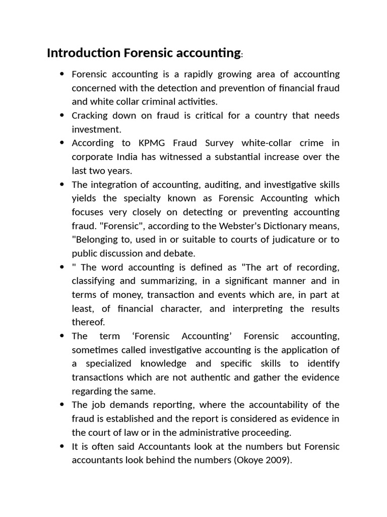 Role of Forensic Accounting Bsc-3 | PDF
