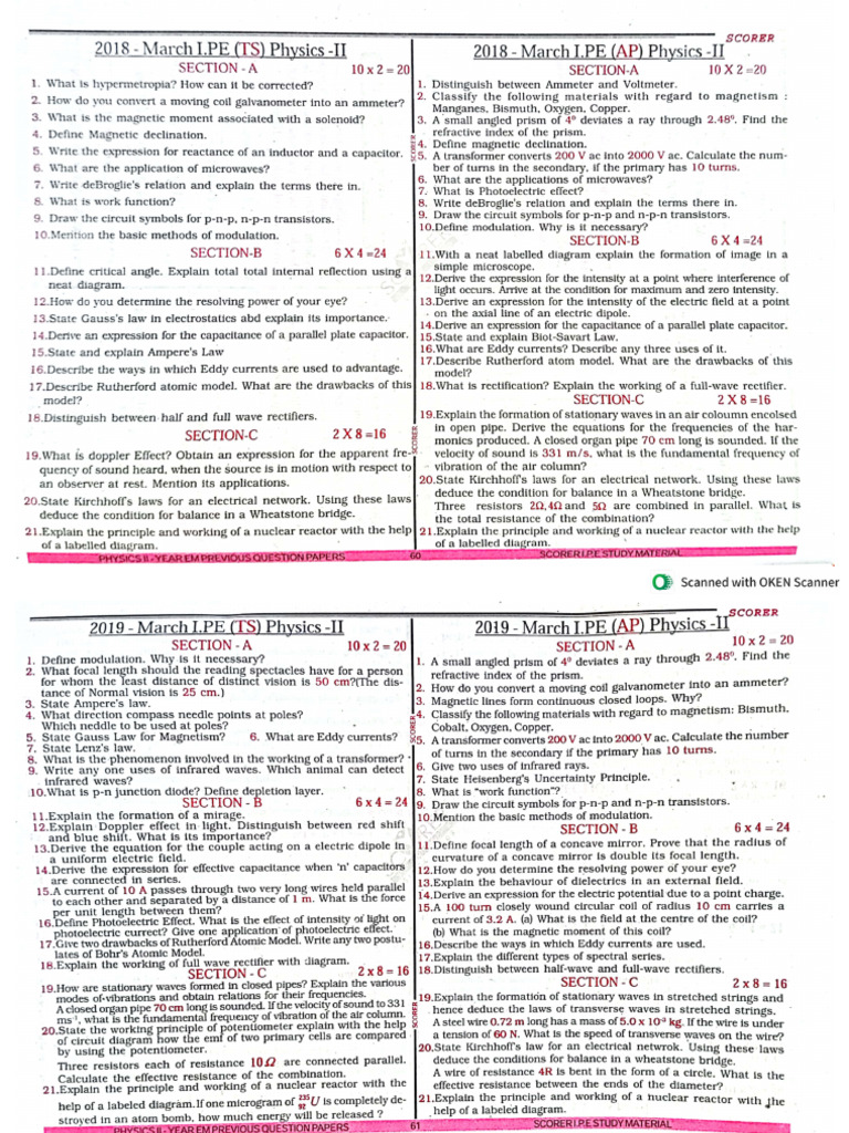Sr-Physics Previous Papers | PDF