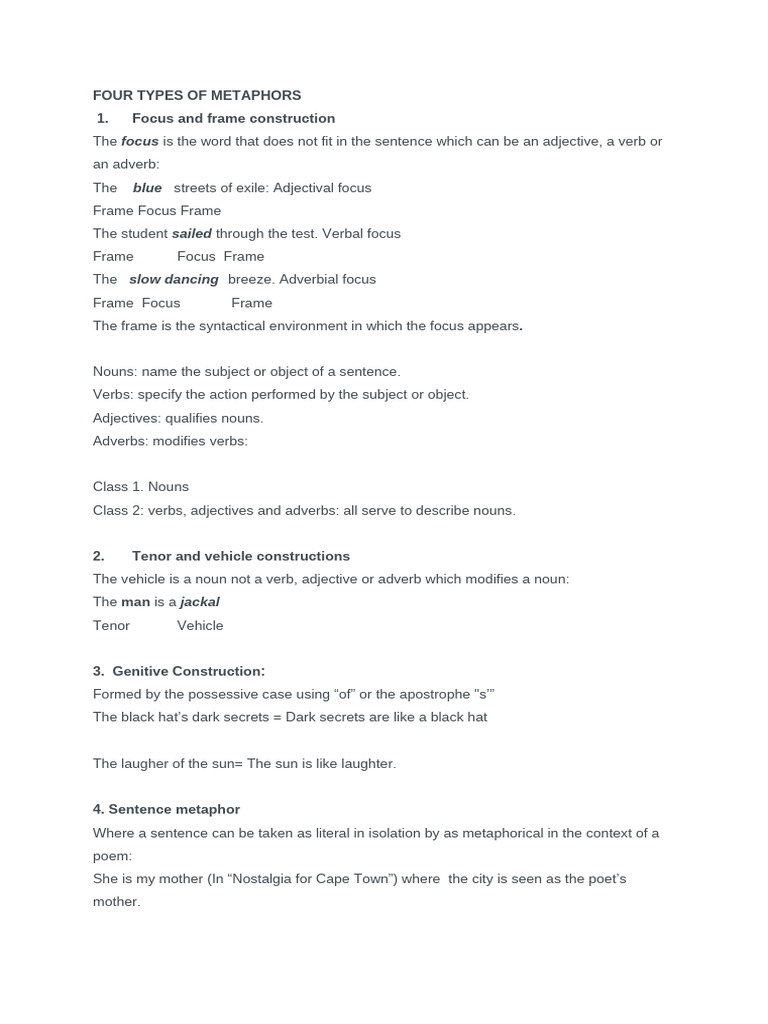 Four Types of Metaphors | PDF