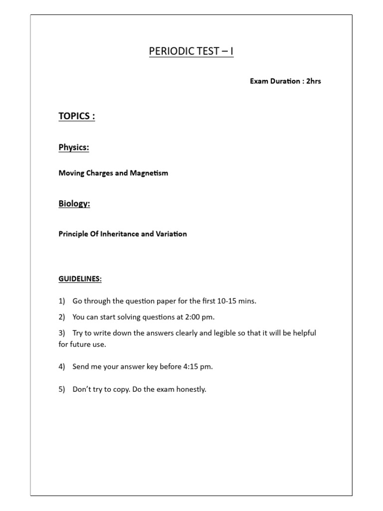 Periodic Test - 1 Class 12 | PDF