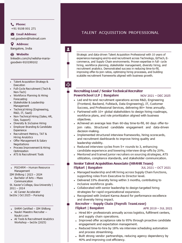 Nelisha Maria Goodwin Cv-2 | PDF