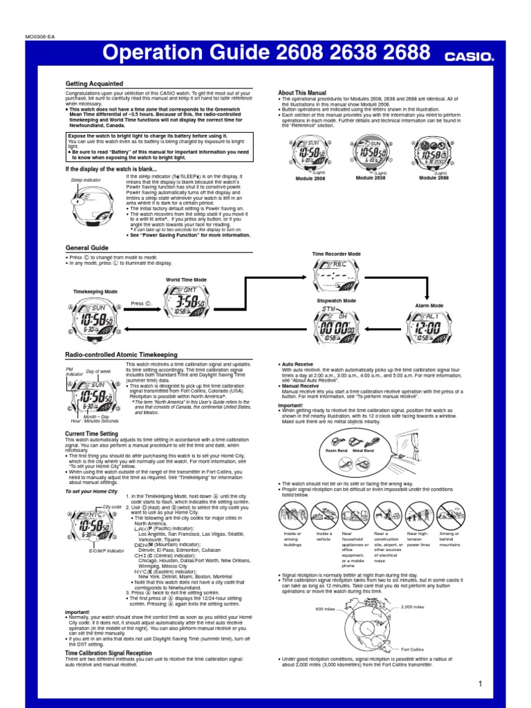 Casio GW500A1V Men's GShock Atomic Solar Watch (qw2688) PDF Watch Daylight Saving Time
