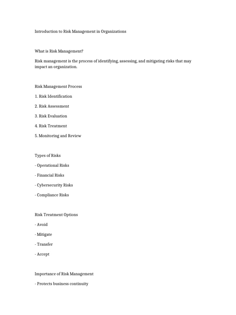 Risk Management Basics | PDF