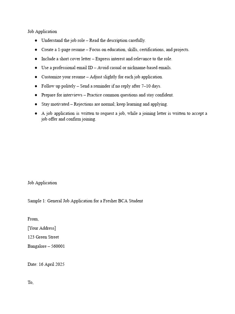 Job Application 1 | PDF