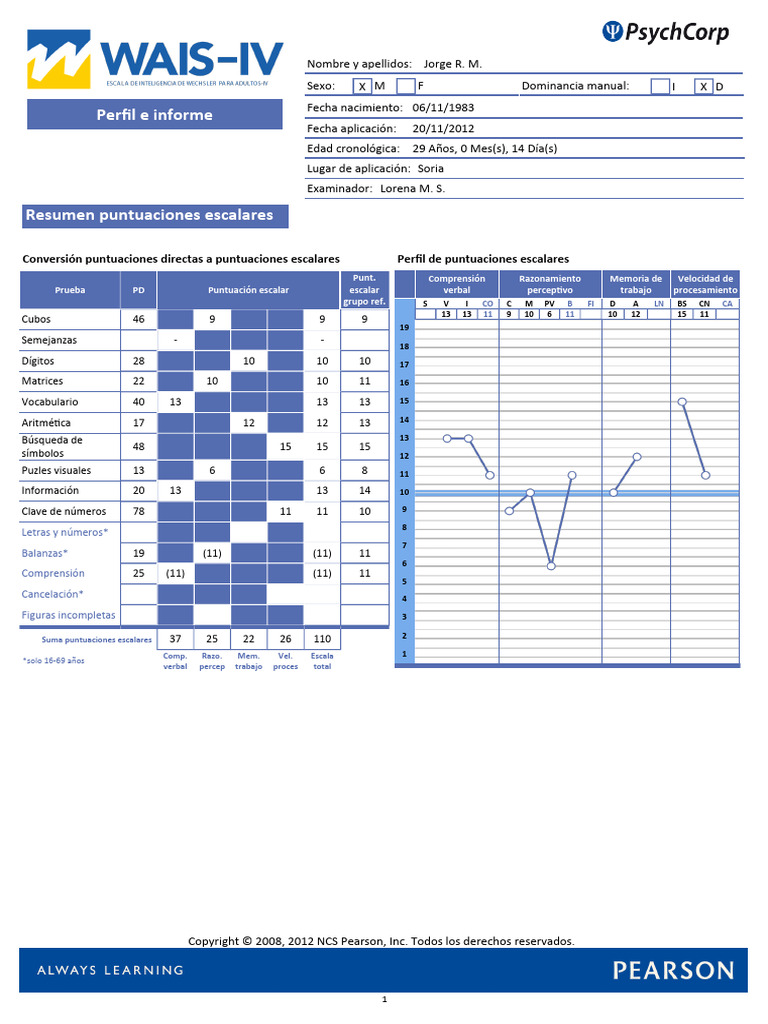 Perfil Wais IV | PDF