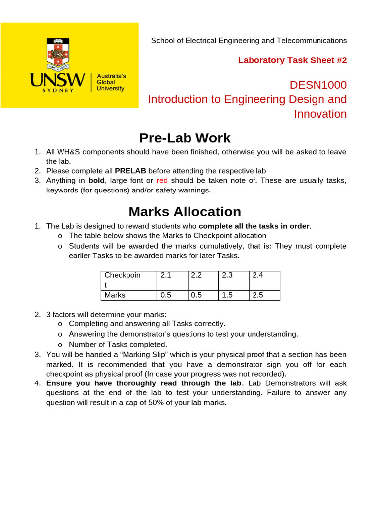 Lab 2 Tasksheet | PDF
