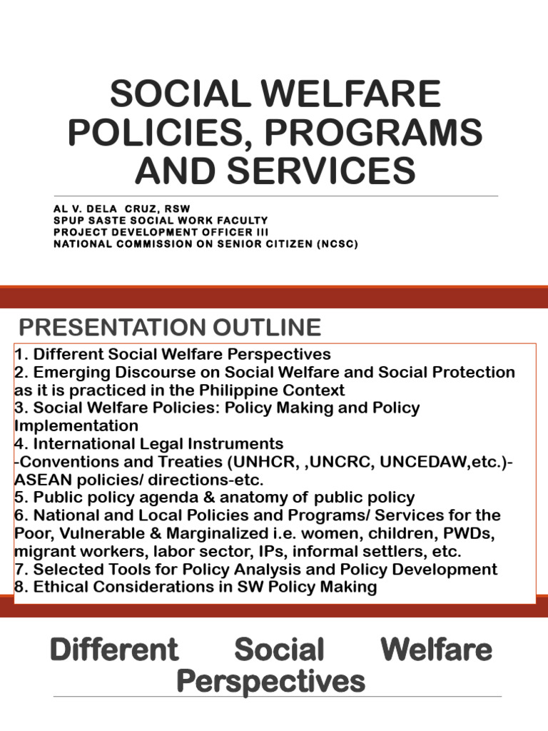 Lecture 5 Social Welfare Policies Programs and Services | PDF | Policy ...