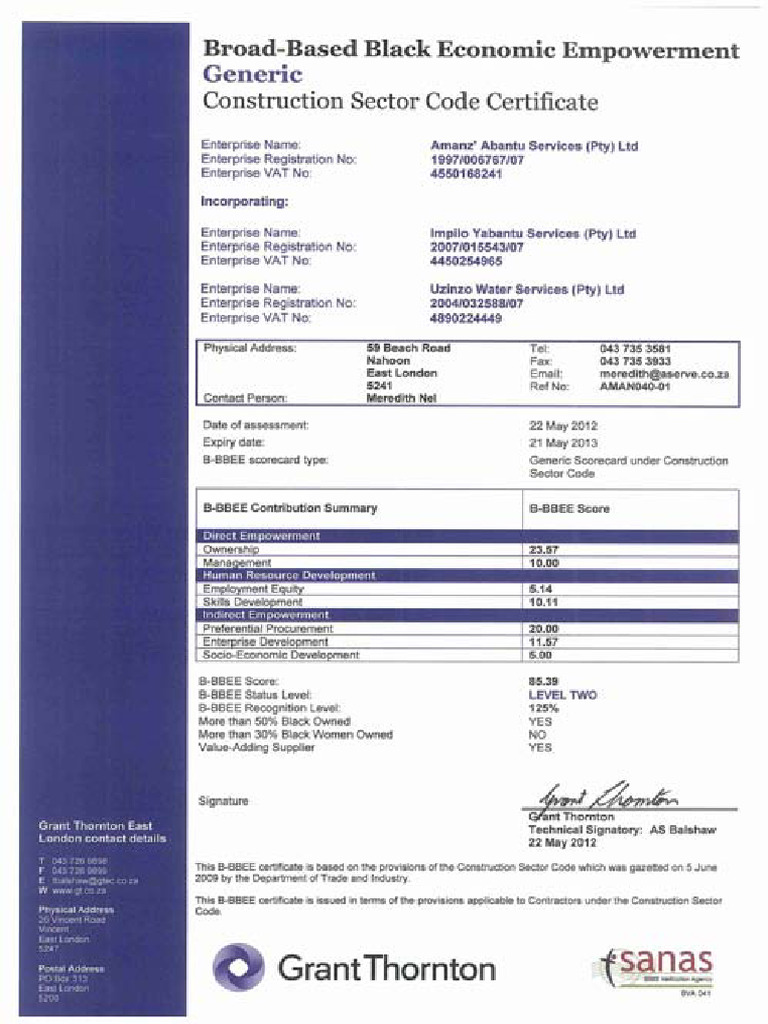 BBBEE Certificate | PDF