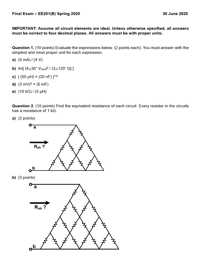 2020S EE201 (B) Final | PDF